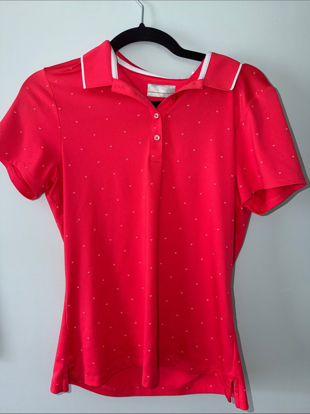 Callaway Pink-Red Short Sleeve Polo with White Trim